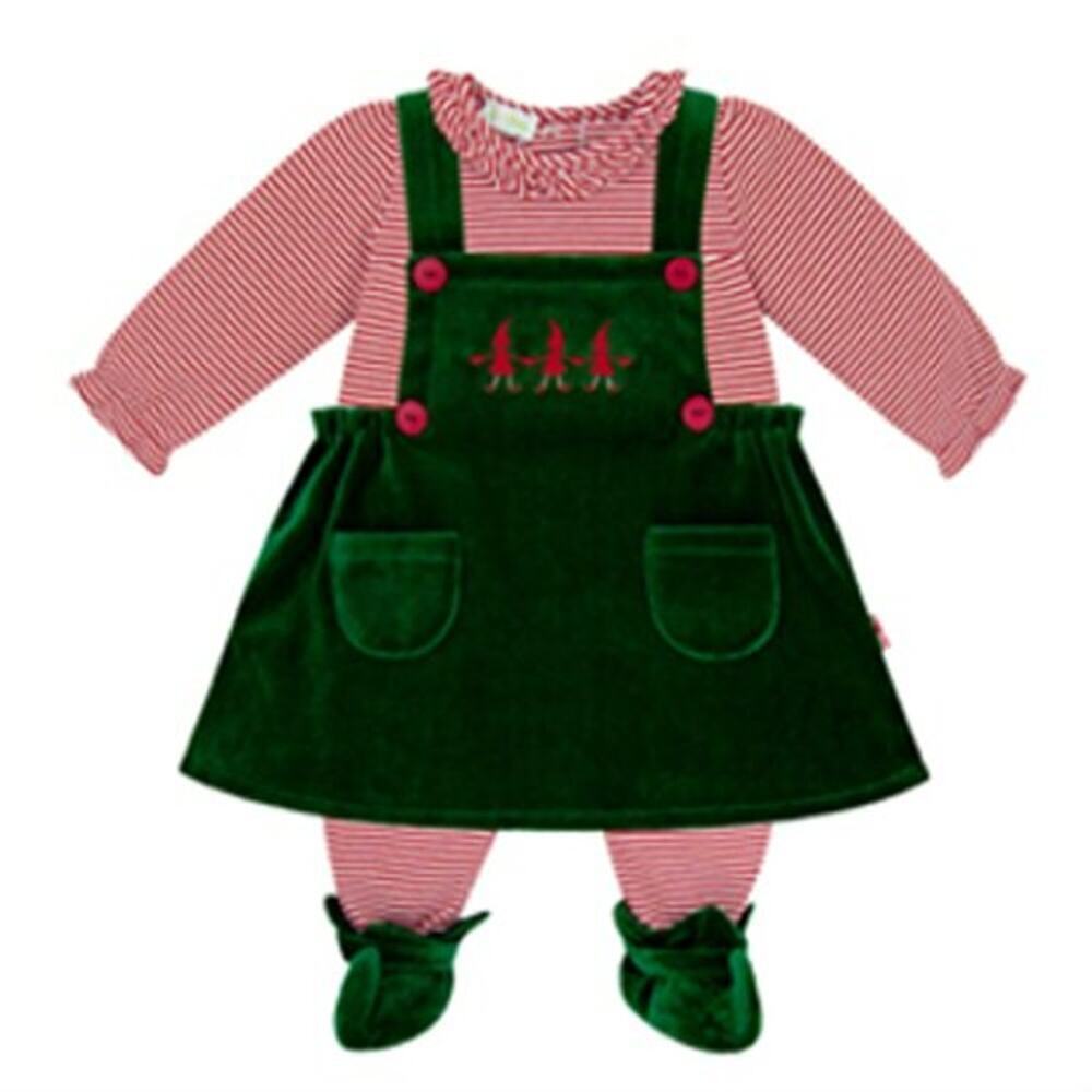 NWT Le Top BabyCandy cane Stripe Christmas Footed Elf Jumper Jumpsuit Size 3 mos